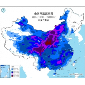 The Central Meteorological Observatory issued a yellow warning for cold waves and heavy snow